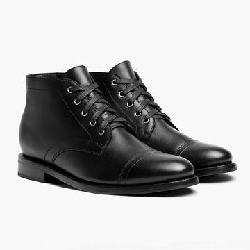 Thursday Cadet Leather Men's Lace Up Boots Black | AU57ILH