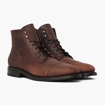 Thursday Captain Leather Arizona Suede Men's Lace Up Boots Brown | AU49HAP