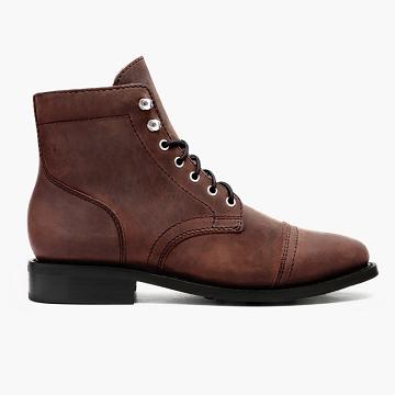 Thursday Captain Leather Arizona Women's Lace Up Boots Brown | AU182DFM
