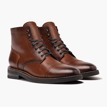 Thursday Captain Leather Rugged & Resilient Men's Lace Up Boots Coffee | AU44XYU
