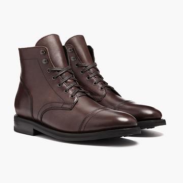 Thursday Captain Leather Suede Men's Lace Up Boots Coffee | AU426EBC
