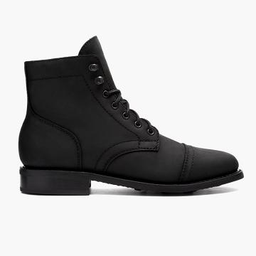 Thursday Captain Leather Women's Lace Up Boots Black | AU183AUL