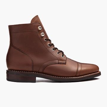 Thursday Captain Leather Women's Lace Up Boots Brown | AU185PJJ