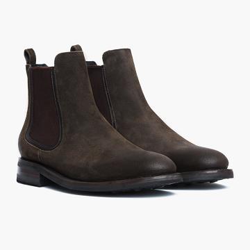 Thursday Duke Suede Men's Chelsea Boots Olive | AU8TCE
