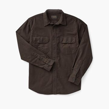 Thursday Field Flannel Cotton Men's Shirts Coffee | AU319YXF