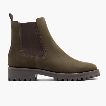 Thursday Legend Nubuck Women's Chelsea Boots Olive | AU208DFM