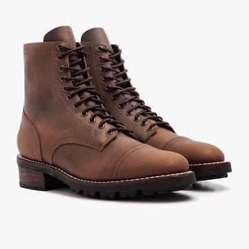 Thursday Logger Leather Men's Lace Up Boots Brown | AU412JPQ