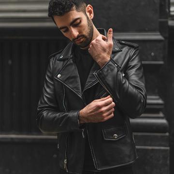 Thursday Motorcycle Leather Men's Jackets Black | AU334JPQ