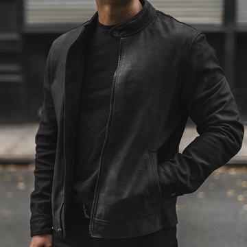 Thursday Racer Leather Classic Men's Jackets Black | AU32UZG