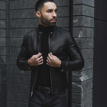 Thursday Racer Leather Men's Jackets Black | AU330XYU