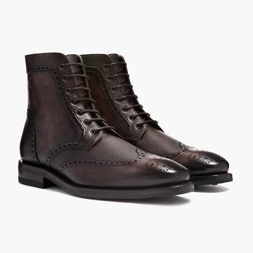 Thursday Wingtip Leather Men's Lace Up Boots Burgundy | AU390DFM57